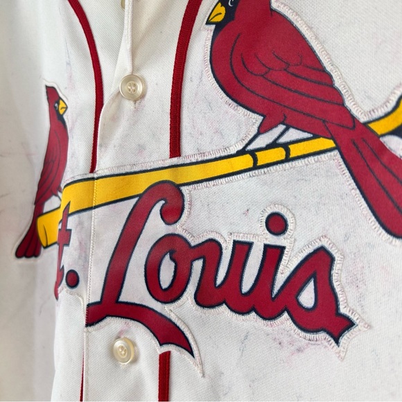Vtg Majestic Men’s St. Louis Cardinals Stained Grunge Baseball Jersey Size XL - Picture 5 of 9